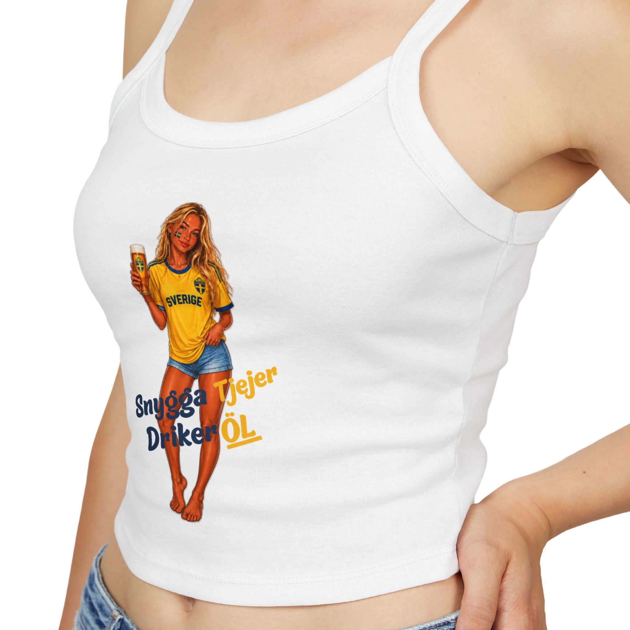 Snygga tjejer driker öl Tank Top